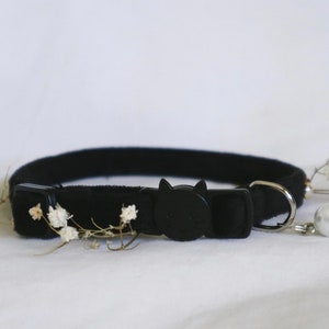 The Jane Collar rich brown soft velvet cat collar with breakaway clasp and personalized bell and dainty heart charm image 8