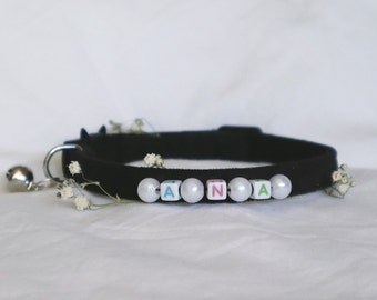 The Adeline Collar - fun cute pearl and colorful pastel letter beads custom pet name cat collar small dog