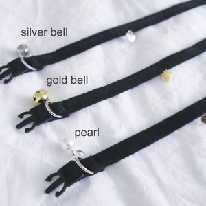 The Colette Collar brown velvet soft collar with small black bow and dainty heart charm small dog boy cat girl cat image 7