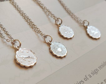 Anpassbare zierliche Silber Sternzeichen // Sterling Silber Sternzeichen Halskette // Astrologie Halskette