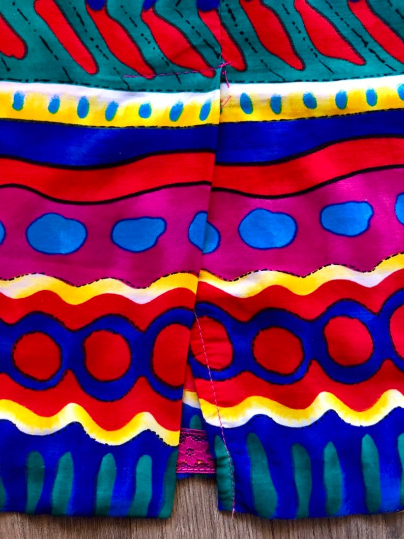 80s Party Dress Hot Pink Dress Short Colorful Dress Sleeveless Tank Dress Vintage Striped Dress Abstract Dress Size 6