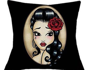 Day of The Dead Girl with Rose Pillow Case