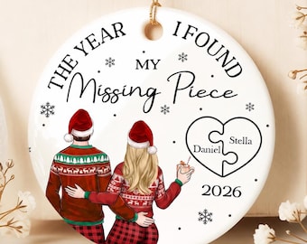 Personalized Couple Christmas Ceramic Ornament 2026, The Year I Found My Missing Piece Gift
