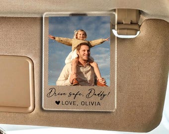 Personalized Photo Car Visor Clip Gift for Dad, Baby Photo Car Sun Visor Clip Father's Day Gifts, Drive Safe Daddy Gift
