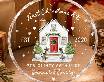 First Christmas New Home Ornament, Custom Name & Address Housewarming Keepsake