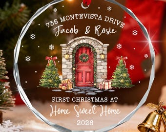 Personalized New House Christmas Ornament, Home Sweet Home With Couple Name Keepsake