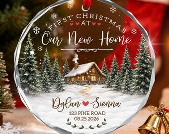 Personalized First Christmas New Home Ornament, House Address and Name Keepsake