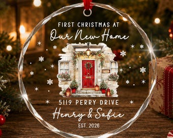 Custom New Home Christmas Ornament: House Address, Couple Name & Year for Newlywed