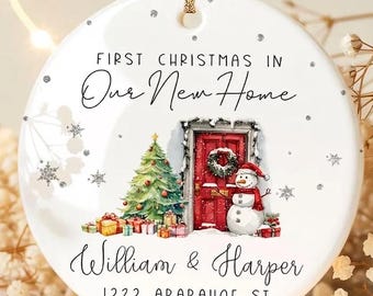 First Christmas In New Home Ornament, Custom Couple Name with Address Housewarming Keepsake