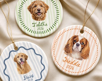 Personalized Dog Ornaments, Custom Pet Watercolor Portraits from Photo, Pet Lover Keepsake