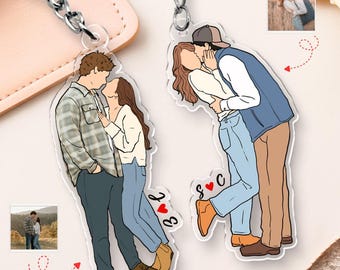 Personalized Photo Couple Keychain Gift For Him, Valentine Gifts For Boyfriend, Husband