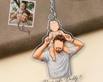 Custom Photo Keychain, Valentine Gift for Him, New Dad Gifts