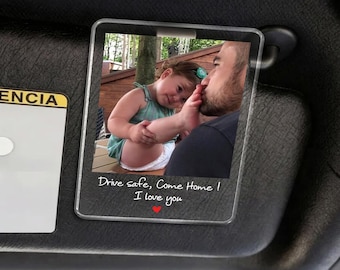First Father's Day Gift, Custom Photo Visor Clip, Drive Safe Daddy Gifts for Dad