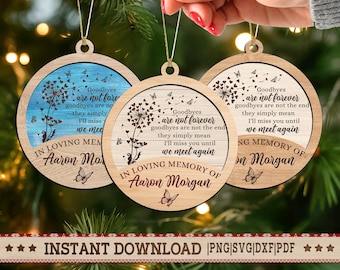 Memory Ornament Svg Christmas Gifts, Memorial Ornaments Goodbye Are Not Forever Svg Laser File, In Memory Ornament Svg File 2025