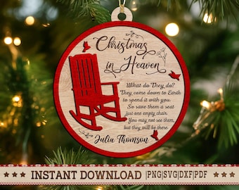 Christmas In Heaven Memorial Ornament Laser Cut File, Custom Cardinal Memorial Ornament Glowforge Cut File, Sympathy Remembrance SVG Gift