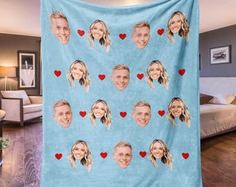 Personalized Couple Face Blanket, Valentine's Day Gift for Him
