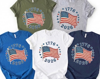 American 250th Anniversary Shirt, 4th of July 1776-2026 Retro Flag Family Shirts