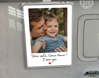 Custom Dad Photo Car Visor Clip, Father's Day Gift For Dad, Drive Safe Daddy Gift From Baby