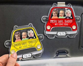 Custom Dad Car Visor Clip, Personalized Fathers Day Gift for Husband, Baby Face Drive Safe Daddy Visors