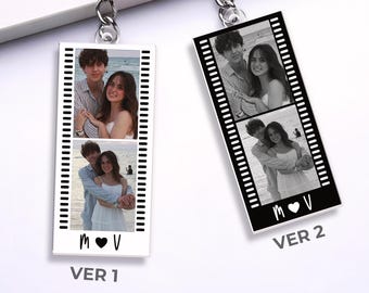 Personalized Film Strip Keychain, Custom Photo Acrylic Keychain Father's Day Gift for Husband