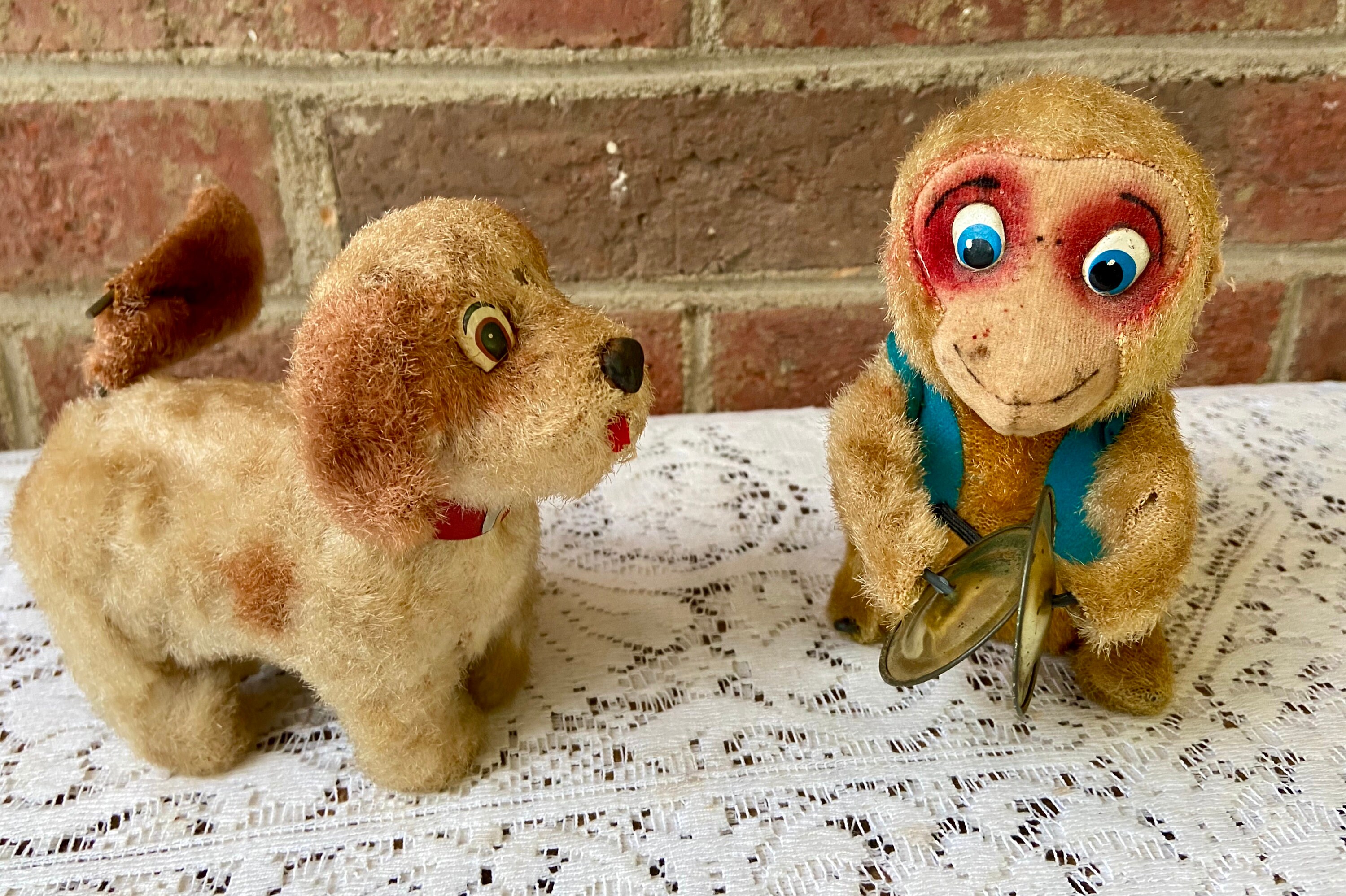 Vintage wind up toys Monkey with tambourines and dog with Etsy