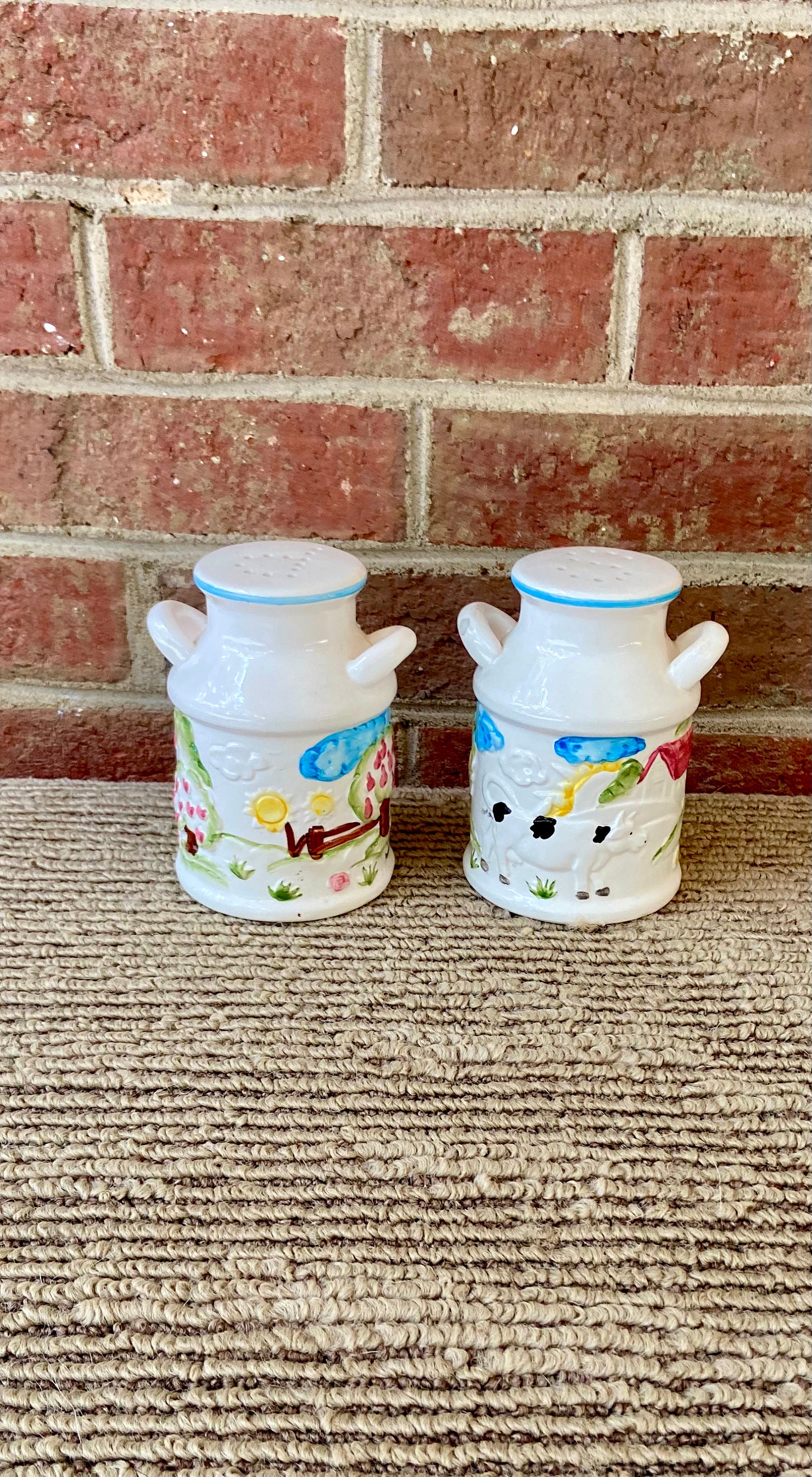 Salt and Pepper Shakers Milk cans or jugs Large Ceramic Etsy