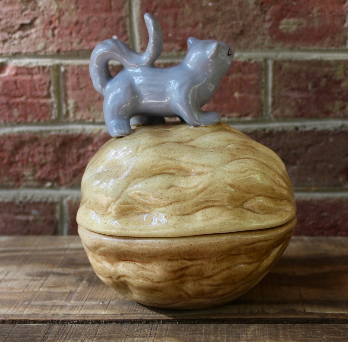 Candy Dish Ceramic Squirrel on nut Large Etsy