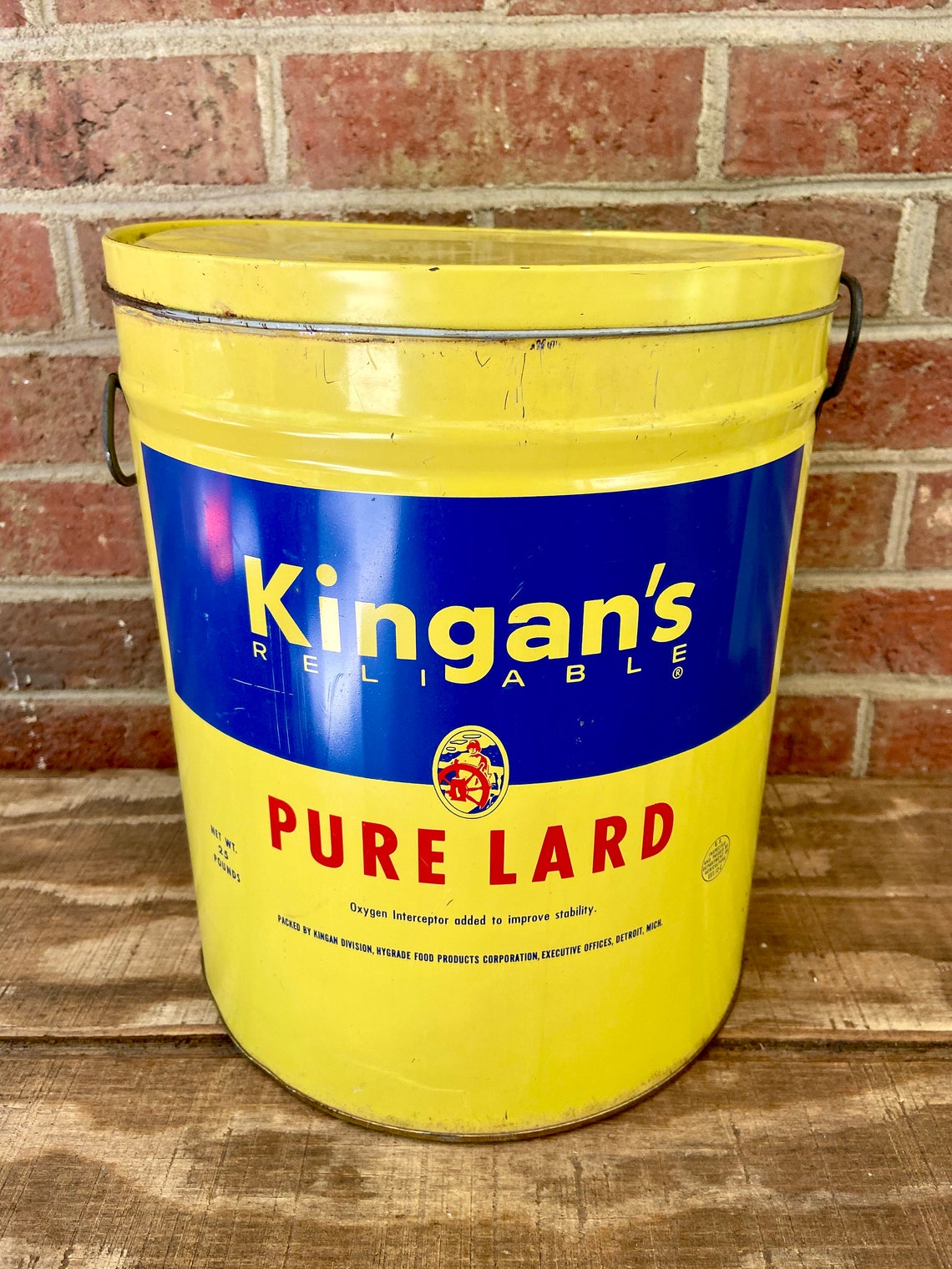 Kingan's Reliable Pure Lard Can 25 lb Large canister Etsy