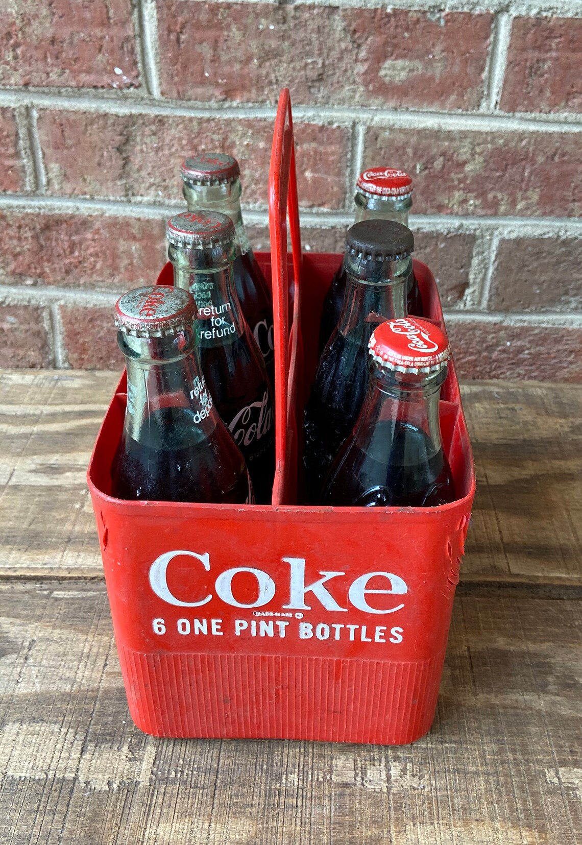 Coke Case Coca Cola Plastic Case With 6 Full 1 Pint Coke Etsy