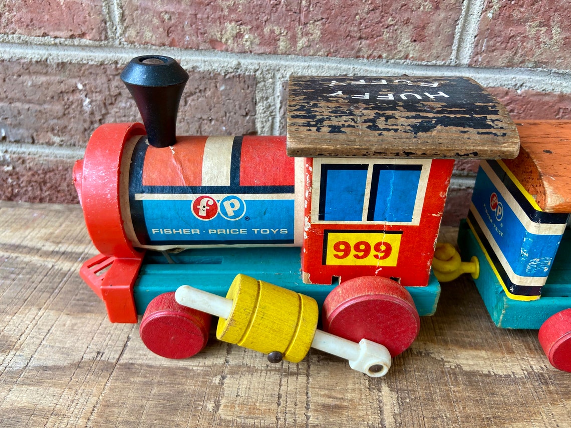 Fisher Price toy Train Set Huffy Puffy 3 piece train set from Etsy