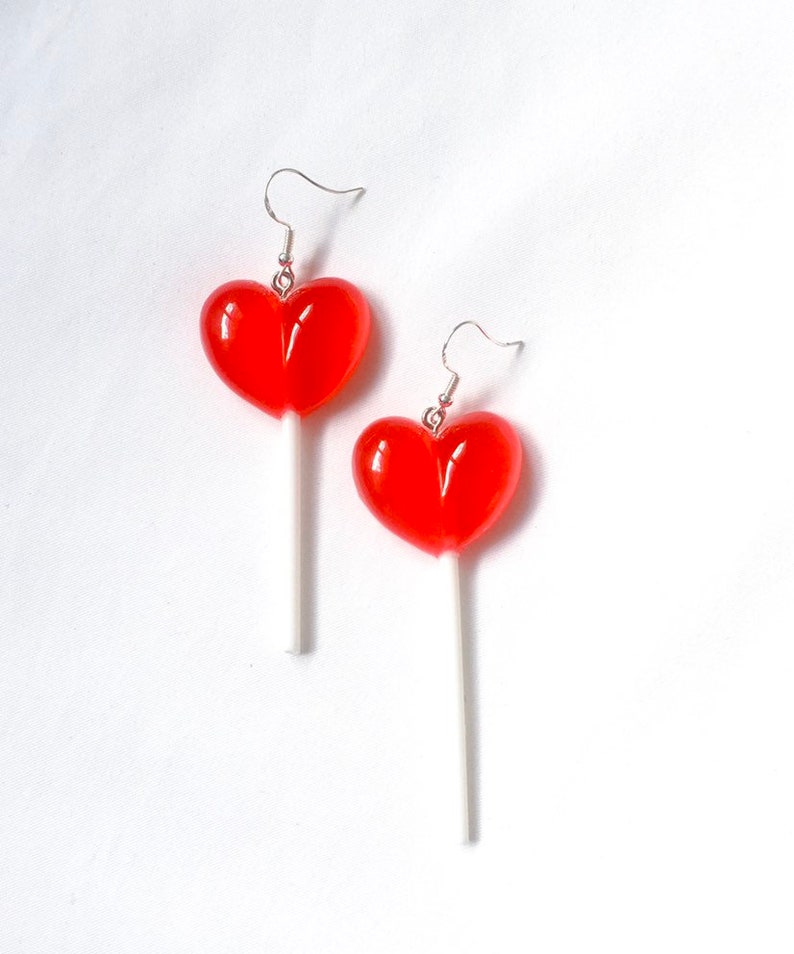 Heart shaped lollipop earrings Clearance