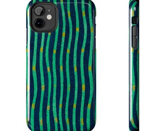 Shima-Shima Color Woodblock Patterns (Wavy Lines) - Tough Case for iPhone Models