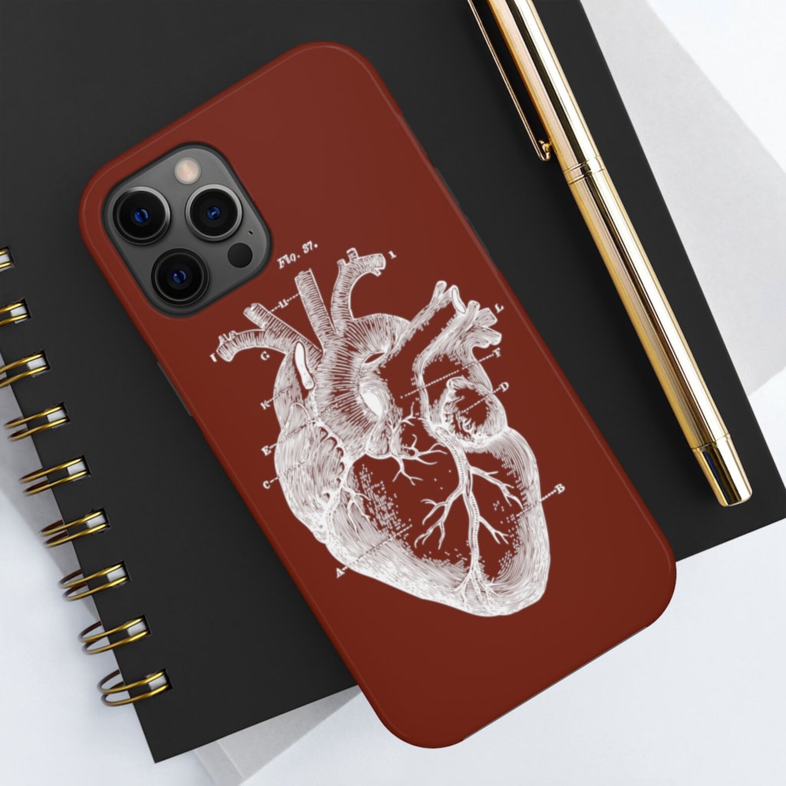 Anatomical Heart White On Red Tough Case for iPhone and Etsy