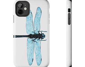 Dragonfly Line Drawing Tough Phone Case, Protective iPhone Cover, Insect Lover Gift, Detailed Bug Art, Nature Theme Accessory