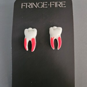 Tiny Bloody Teeth Stud Earrings Tooth goth gothic dark