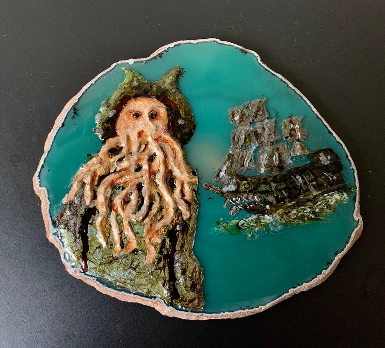 Captain Davy Jones and the Flying Dutchman. Gel glazed oil | Etsy