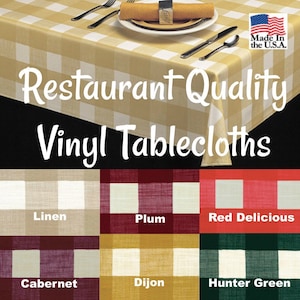 Vinyl Tablecloths - 9815 Commercial Grade Vinyl Tablecloth - Restaurant Tablecloth- Plaid Vinyl -Outdoor Tablecloth - Cafe Table cloth