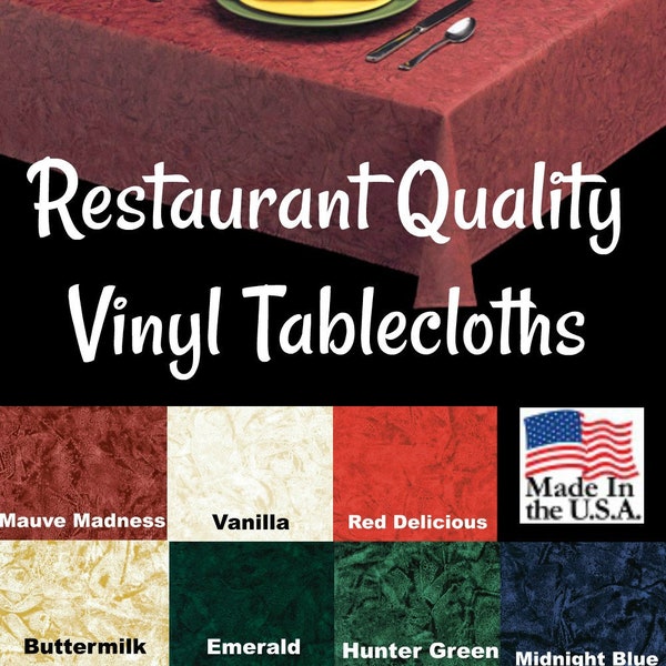 Vinyl Tablecloths - 9817 Commercial Grade Vinyl Tablecloth - Restaurant Tablecloth- Textured Vinyl -Outdoor Tablecloth - Cafe Table cloth