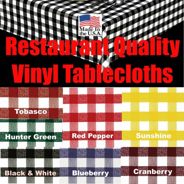 Gingham Vinyl Tablecloths - 9811 Commercial Grade Vinyl Tablecloth - Restaurant Tablecloth- Outdoor Tablecloth - Cafe Table cloth