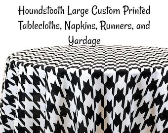 Houndstooth Large Custom Printed Houndstooth Tablecloth, Houndstooth Runner, Hounds Napkins, Houndstooth Fabric by the yard. Any Color!