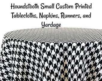 Houndstooth Small Custom Printed Houndstooth Tablecloth -  Printed Houndstooth Table runner, Houndstooth Fabric by the yard