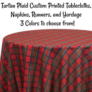 Tartan Plaid Tablecloths Custom Printed Tablecloths, Napkins, Table Runners, and Fabric by the yard. Christmas Plaid Print made to order!