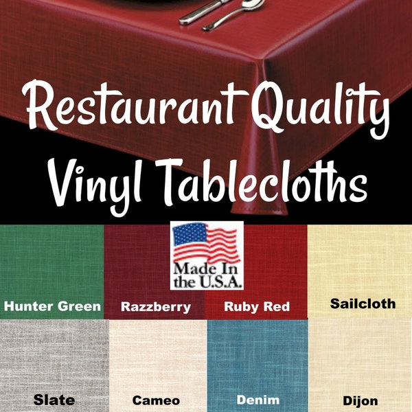 Vinyl Tablecloths - 9821 Commercial Grade Vinyl Tablecloth - Restaurant Tablecloth- Textured Vinyl -Outdoor Tablecloth - Cafe Table cloth