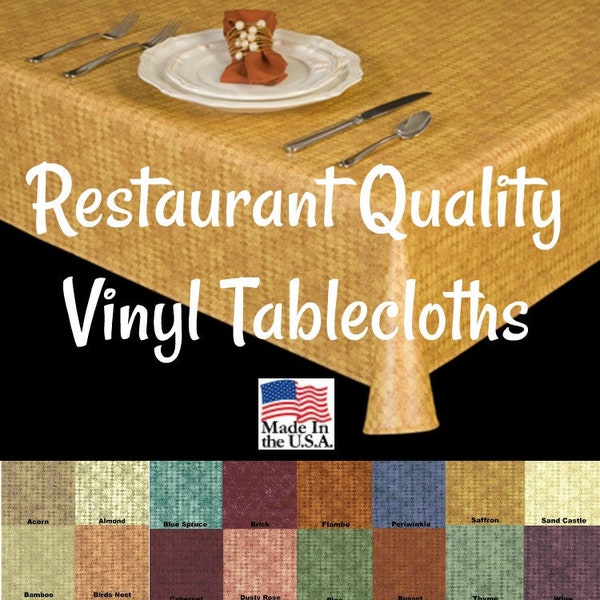 Vinyl Tablecloths - 6111 Commercial Grade Vinyl Tablecloth - Restaurant Tablecloth- Bar Tablecloth - Outdoor Tablecloth - Cafe Table cloth