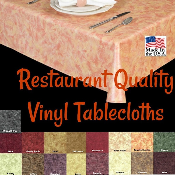 Vinyl Tablecloths - 6119 Commercial Grade Vinyl Tablecloth - Restaurant Tablecloth- Bar Tablecloth - Outdoor Tablecloth - Cafe Table cloth