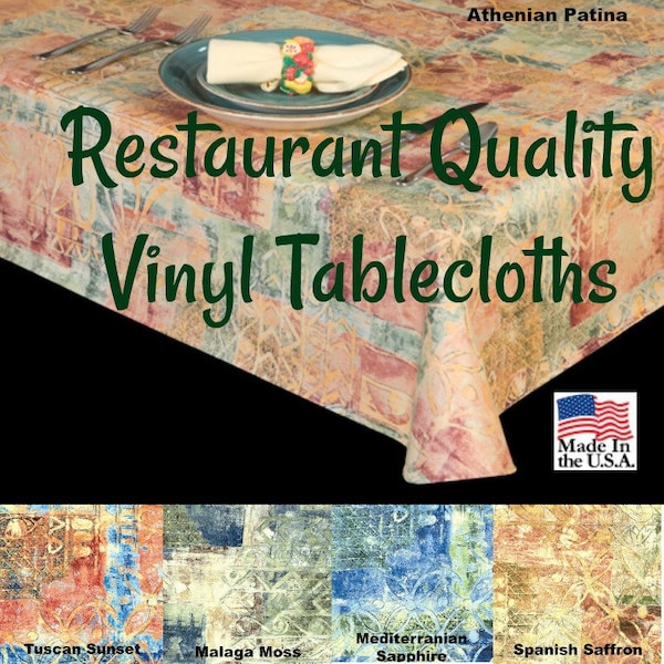 Vinyl Tablecloths - 6117 Commercial Grade Vinyl Tablecloth - Restaurant Tablecloth- Bar Tablecloth - Outdoor Tablecloth - Cafe Table cloth