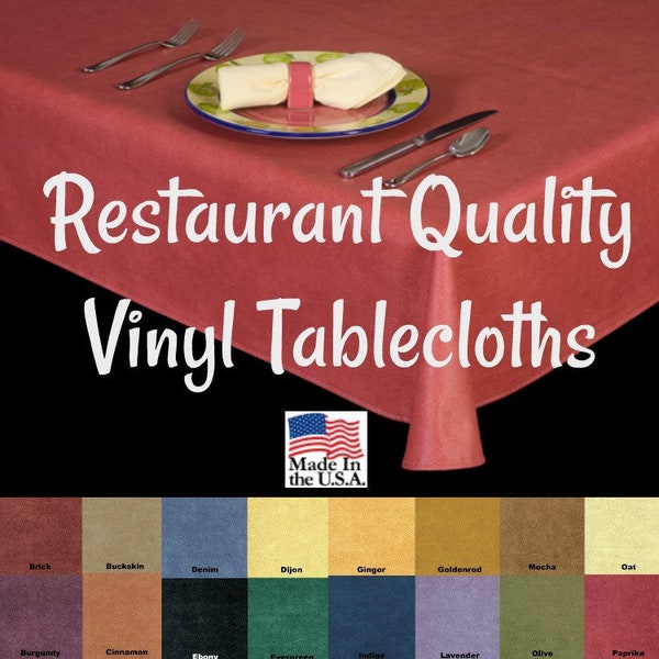 Vinyl Tablecloths - 6116 Commercial Grade Vinyl Tablecloth - Restaurant Tablecloth- Bar Tablecloth - Outdoor Tablecloth - Cafe Table cloth