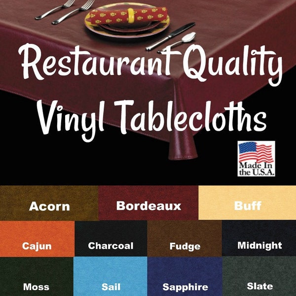 Vinyl Tablecloths - 6110 Commercial Grade Vinyl Tablecloth - Restaurant Tablecloth- Bar Tablecloth - Outdoor Tablecloth - Cafe Table cloth