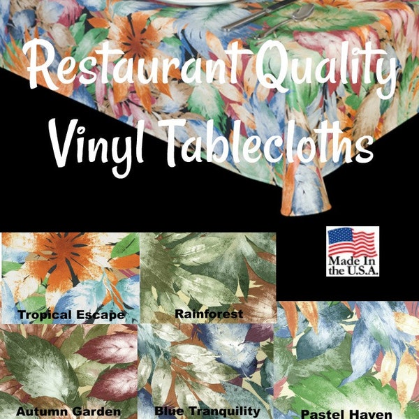 Vinyl Tablecloths - 6113 Commercial Grade Vinyl Tablecloth - Restaurant Tablecloth- Bar Tablecloth - Outdoor Tablecloth - Cafe Table cloth