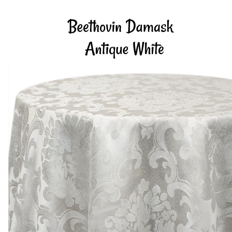 Beethoven Damask Tablecloths and Napkins, Table Runners, and Fabric by